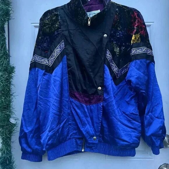 Vintage Westbound Sport Jacket Colorblock Brocade 90s Med Colorful Boho Gypsy - Picture 5 of 9